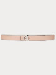 Lauren Ralph Lauren Logo Reversible Pebbled Leather White Belt - Image 3 of 3
