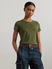 Lauren Ralph Lauren Hailly Graphic Logo Brown T-Shirt - Image 1 of 5