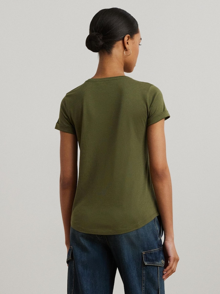 Lauren Ralph Lauren Hailly Graphic Logo Brown T-Shirt - Image 2 of 5