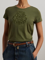 Lauren Ralph Lauren Hailly Graphic Logo Brown T-Shirt - Image 3 of 5