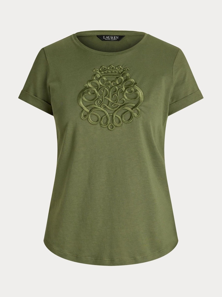 Lauren Ralph Lauren Hailly Graphic Logo Brown T-Shirt - Image 5 of 5
