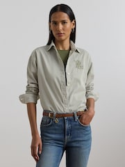 Lauren Ralph Lauren Kotta Stripe Embroidered Logo Shirt - Image 1 of 8