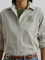 Lauren Ralph Lauren Kotta Stripe Embroidered Logo Shirt - Image 3 of 8