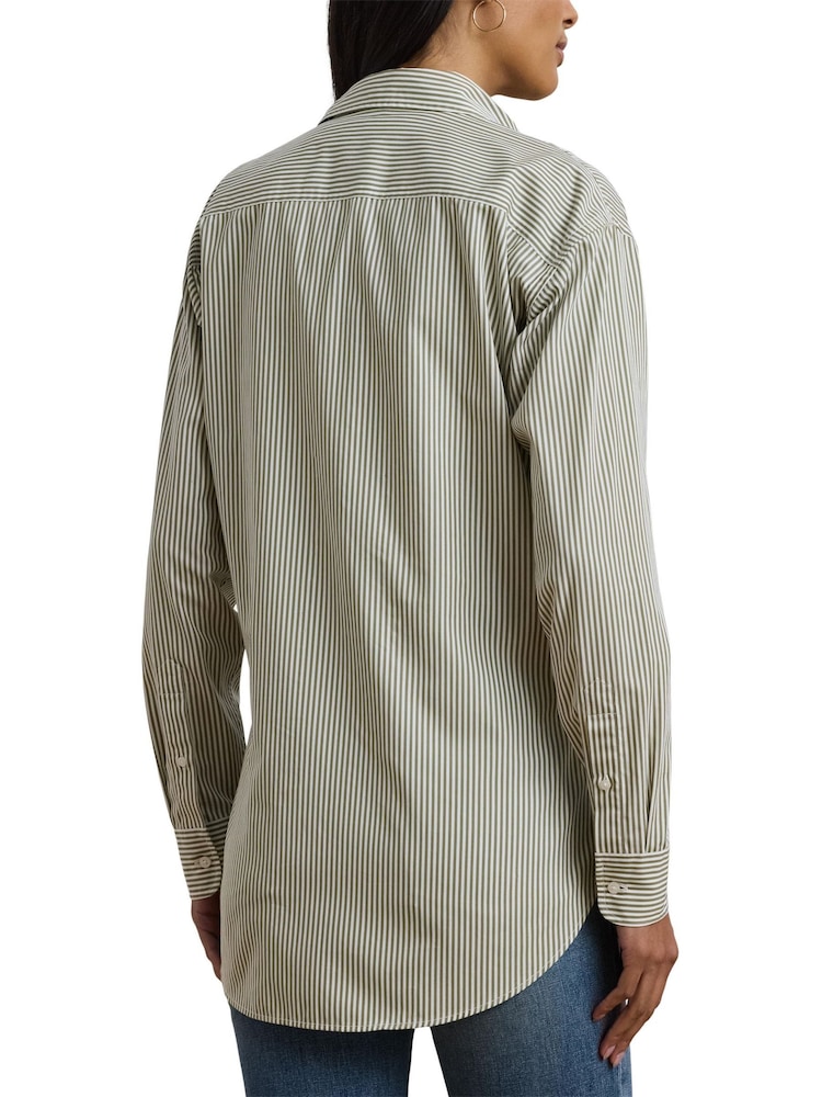 Lauren Ralph Lauren Kotta Stripe Embroidered Logo Shirt - Image 4 of 8