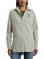 Lauren Ralph Lauren Kotta Stripe Embroidered Logo Shirt - Image 5 of 8