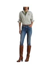 Lauren Ralph Lauren Kotta Stripe Embroidered Logo Shirt - Image 7 of 8
