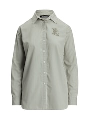 Lauren Ralph Lauren Kotta Stripe Embroidered Logo Shirt - Image 8 of 8