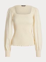 Lauren Ralph Lauren Cream Charella Square Neck Smock Blouse - Image 5 of 5