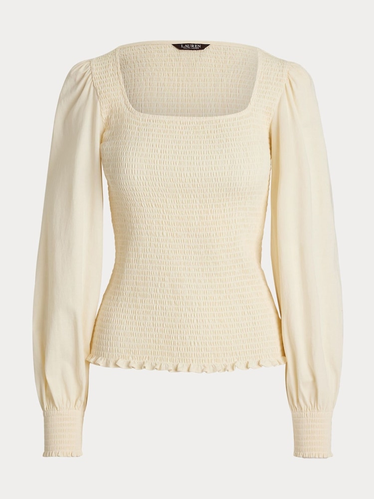 Lauren Ralph Lauren Cream Charella Square Neck Smock Blouse - Image 5 of 5 Lauren Ralph Lauren Cream Charella Square Neck Smock Blouse - Image 5 of 5