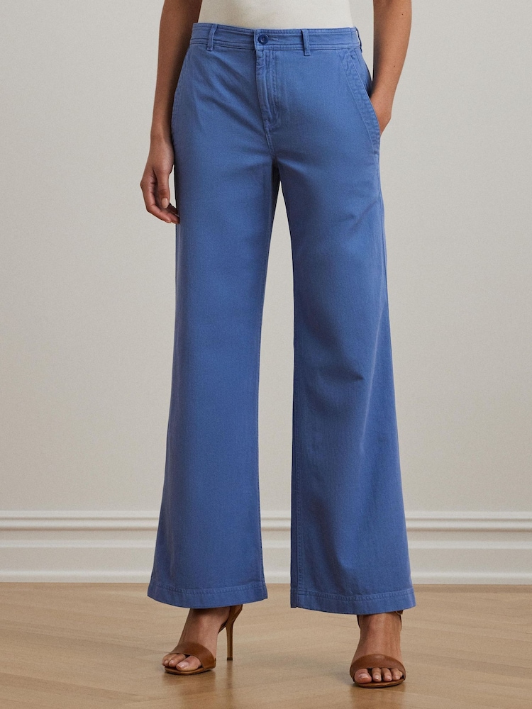 Lauren Ralph Lauren Mahkey Cotton Twill Wide-Leg Trousers - Image 1 of 5