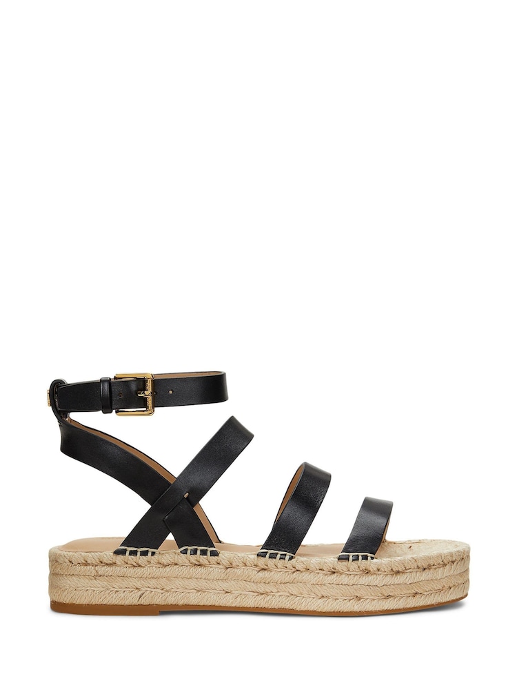 Lauren Ralph Lauren Polly Gladiator Leather Strap Platform Flat Espadrilles Sandals - Image 1 of 4