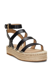 Lauren Ralph Lauren Polly Gladiator Leather Strap Platform Flat Espadrilles Sandals - Image 2 of 4