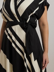 Lauren Ralph Lauren Cream Curve Fratillio Stripe Belted Collared Dress - Image 4 of 5