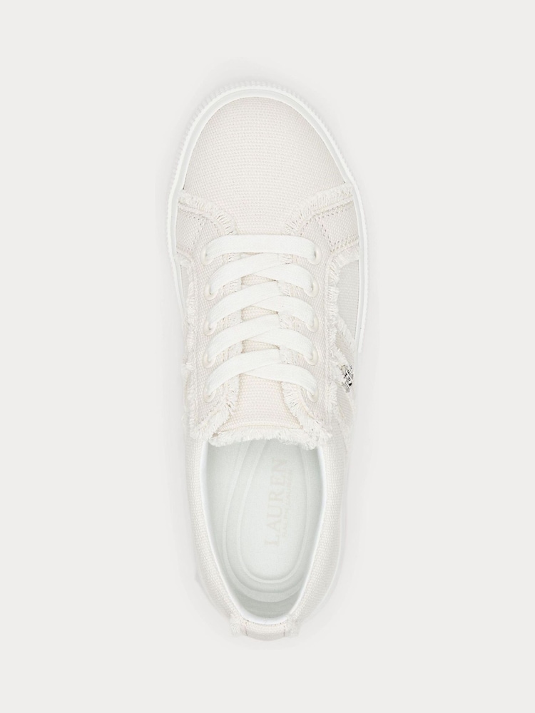 Lauren Ralph Lauren Janson Fray Canvas White Trainers - Image 3 of 3