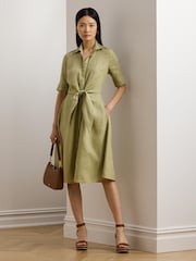 Lauren Ralph Lauren Wakana 100% Linen Belted Shirt Dress - Image 1 of 6