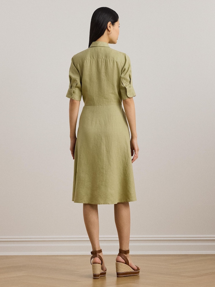Lauren Ralph Lauren Wakana 100% Linen Belted Shirt Dress - Image 2 of 6