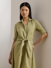 Lauren Ralph Lauren Wakana 100% Linen Belted Shirt Dress - Image 3 of 6