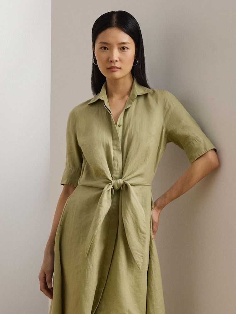 Buy Lauren Ralph Lauren Green Wakana 100% Linen Belted Shirt Dress from Next USA Buy Lauren Ralph Lauren Green Wakana 100% Linen Belted Shirt Dress from Next USA