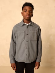 Petrol Blue Brushed Overshirt (3-16yrs) - Image 1 of 4