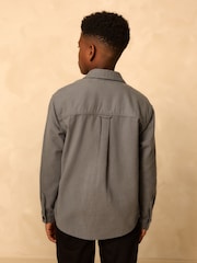 Petrol Blue Brushed Overshirt (3-16yrs) - Image 3 of 4
