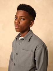 Petrol Blue Brushed Overshirt (3-16yrs) - Image 4 of 4