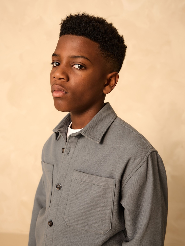 Petrol Blue Brushed Overshirt (3-16yrs) - Image 4 of 4