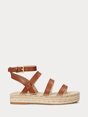 Lauren Ralph Lauren Polly Gladiator Leather Strap Platform Flat Espadrilles Sandals - Image 1 of 4