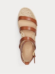 Lauren Ralph Lauren Polly Gladiator Leather Strap Platform Flat Espadrilles Sandals - Image 4 of 4