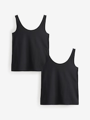 Black Sleeveless Vest Tops 2 Pack - Image 1 of 2
