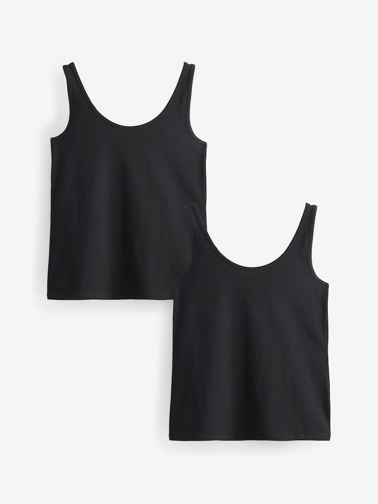 Black Sleeveless Vest Tops 2 Pack - Image 1 of 2