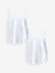 White Sleeveless Vest Tops 2 Pack - Image 1 of 3
