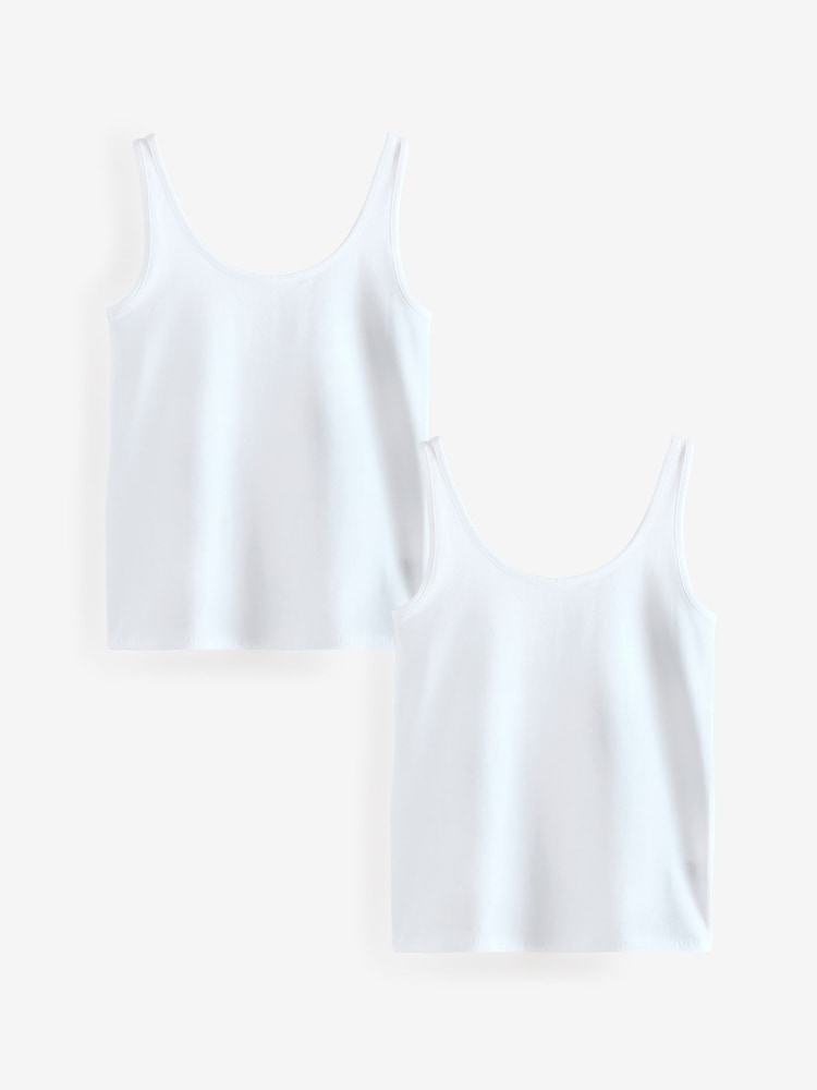 White Sleeveless Vest Tops 2 Pack - Image 1 of 3