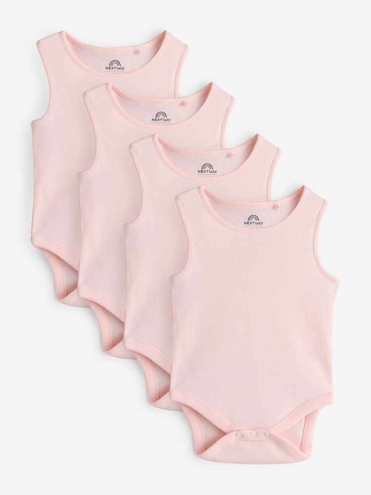 Pink Baby Vest 4 Pack - Image 1 of 5 Pink Baby Vest 4 Pack - Image 1 of 5