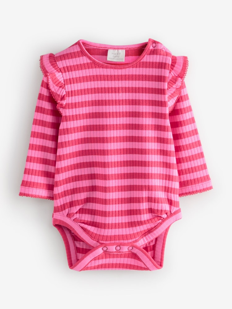 Pink Printed Bodysuit With Frill Sleeves - Image 1 of 1