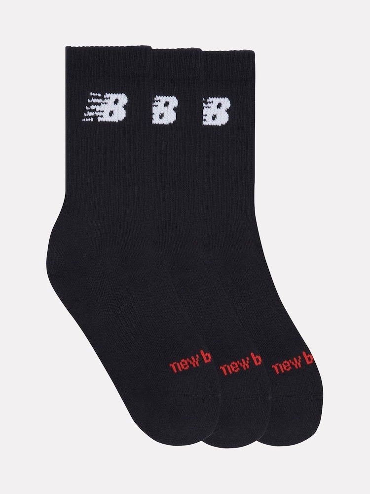 New Balance Black Kids Everyday Trainer Crew Socks 3 Pack - Image 2 of 4