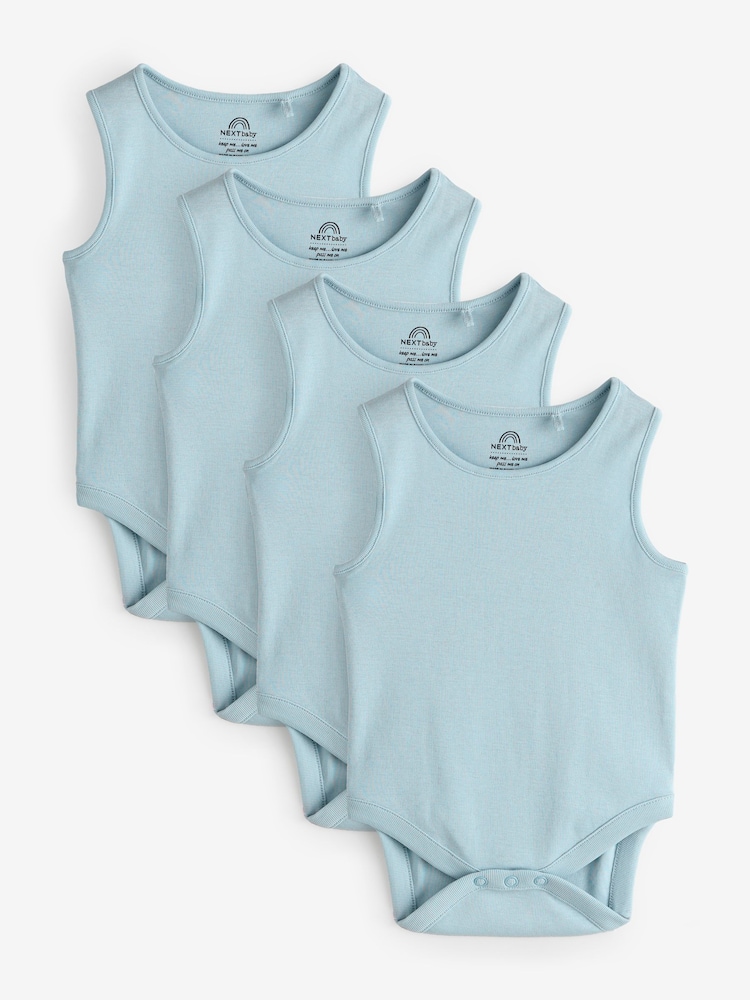 Blue Baby 100% Cotton Vests 4 Pack - Image 1 of 5