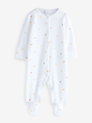 White All Over Print Zoo 100% Cotton Sleepsuits 2 Pack - Image 2 of 3