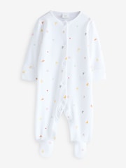 White All Over Print Zoo 100% Cotton Sleepsuits 2 Pack - Image 3 of 3