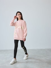 Baker by Ted Baker 2 -delni komplet roza dolgega puloverja s potiskom in legic - Slika 1 iz 9
