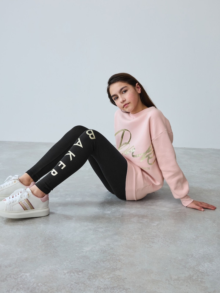 Baker by Ted Baker ensemble 2 pièces avec haut et leggings imprimé long rose - Image 5 of 9