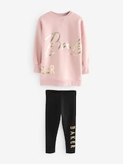 Baker by Ted Baker 2 -delni komplet roza dolgega puloverja s potiskom in legic - Slika 7 iz 9