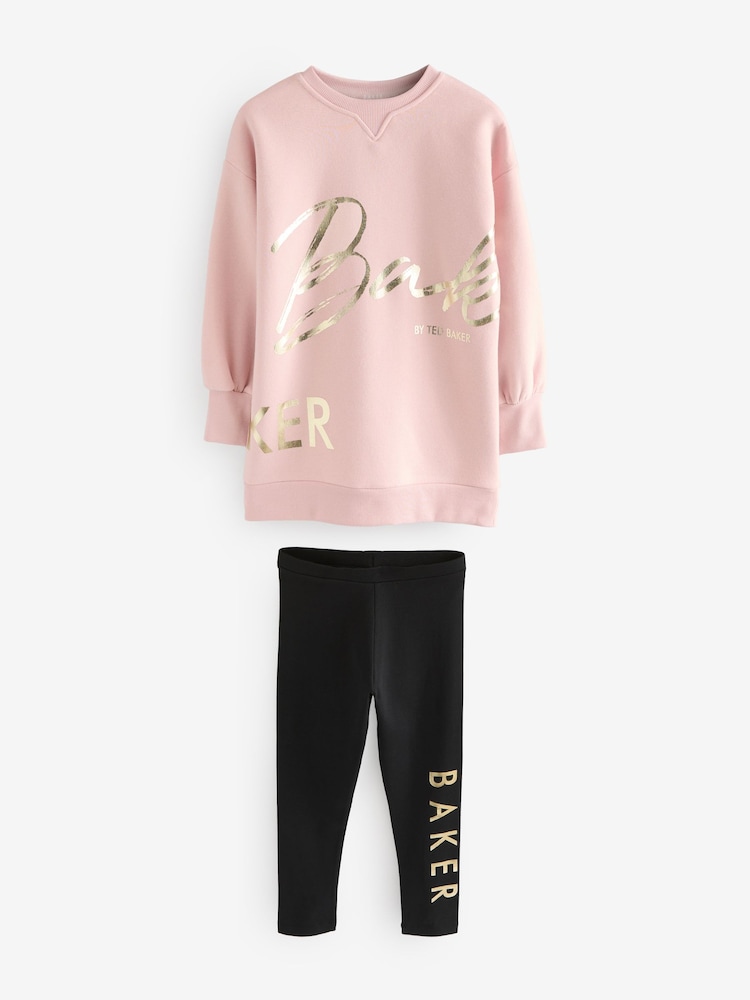 Baker by Ted Baker ensemble 2 pièces avec haut et leggings imprimé long rose - Image 7 of 9