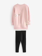 Baker by Ted Baker 2 -delni komplet roza dolgega puloverja s potiskom in legic - Slika 8 iz 9