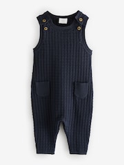 Navy Baby Knitted 100% Cotton Romper - Image 1 of 1