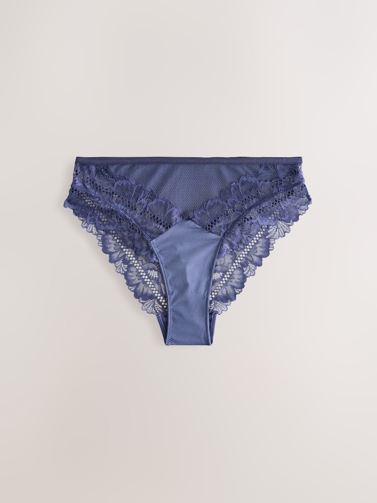 Navy Floral Lace Extra High Leg Knickers - Image 1 of 3 Navy Floral Lace Extra High Leg Knickers - Image 1 of 3