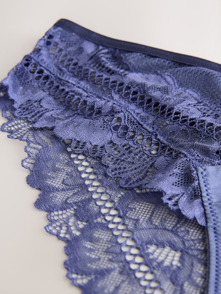 Navy Floral Lace Extra High Leg Knickers - Image 3 of 3