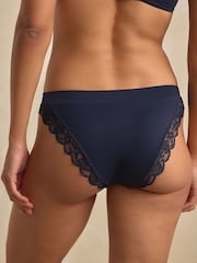 Navy Ultimate Comfort Lace Back High Leg Knickers - Image 3 of 8