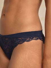 Navy Ultimate Comfort Lace Back High Leg Knickers - Image 4 of 8