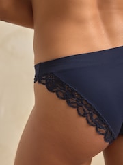 Navy Ultimate Comfort Lace Back High Leg Knickers - Image 5 of 8