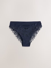 Navy Ultimate Comfort Lace Back High Leg Knickers - Image 6 of 8